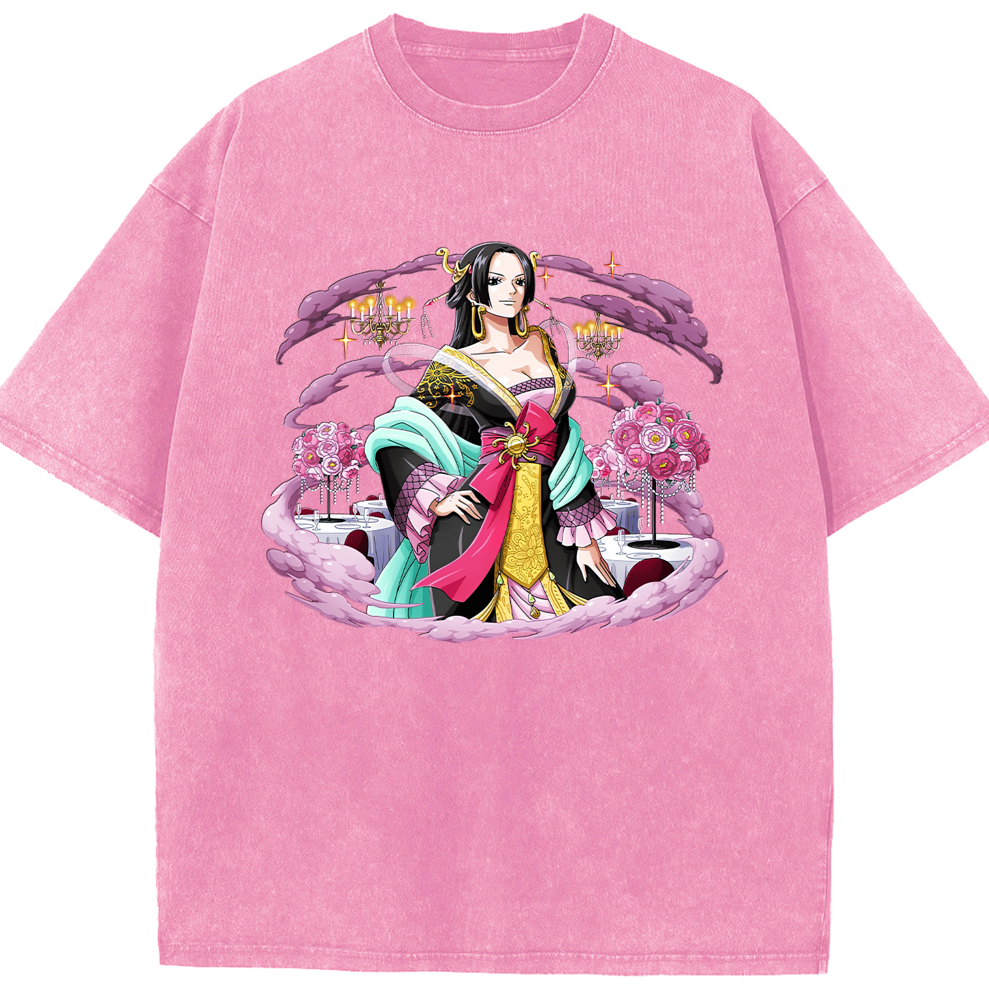 ワンピース ボア・ハンコック ONE PIECE Boa·Hancock 綿100% ヴィンテージ風 半袖Tシャツ（フロントプリント）